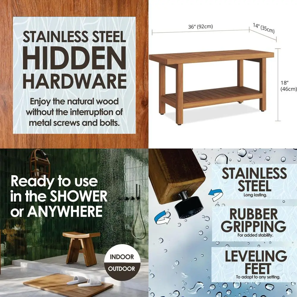 36 Spa-Style Teak Shower Bench with Shelf
36 Spa-Style Teak Shower Bench with Shelf