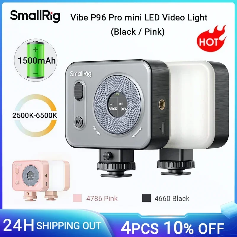 SmallRig Vibe P96 Pro mini LED Video Light Camera Light for Photography CRI95+ 2500-6500K (Black/Pink) for Sony YouTube Vlogging
SmallRig Vibe P96 Pro mini LED Video Light Camera Light for Photography CRI95+ 2500-6500K (Black/Pink) for Sony YouTube Vlogging
