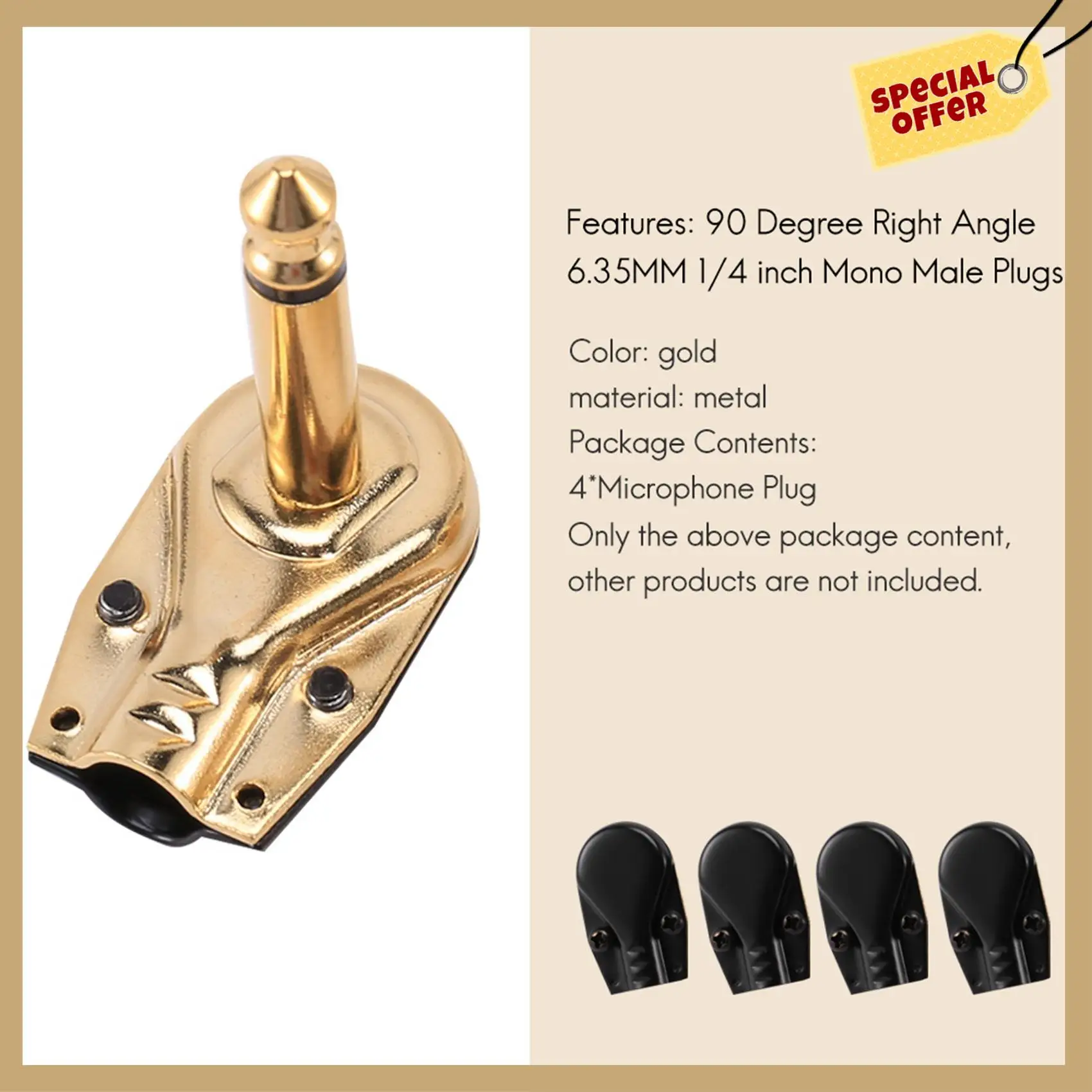 Stable Performance-DIY 6.35MM 1/4Inch Mono Male Right Angle Pancake Style Plug Connectors For Speaker,Patch Cable,Golden Plated
Stable Performance-DIY 6.35MM 1/4Inch Mono Male Right Angle Pancake Style Plug Connectors For Speaker,Patch Cable,Golden Plated