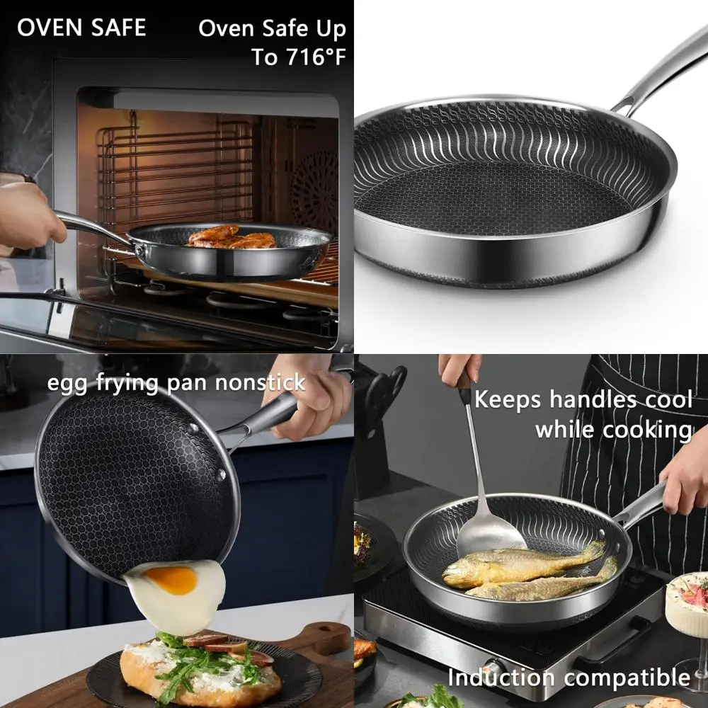 11.6 PFOA-Free Nonstick Stainless Steel Pan with Cool Handle, Suitable for All Cooktops and Induction Cooking
11.6 PFOA-Free Nonstick Stainless Steel Pan with Cool Handle, Suitable for All Cooktops and Induction Cooking