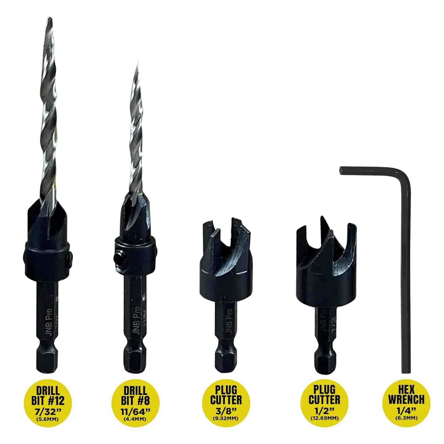 Wood Countersink & Plug Cutter Set - 2pc HSS Bit #8 #12, 2pc Hole Cutters 3/8" 1/2"
Wood Countersink & Plug Cutter Set - 2pc HSS Bit #8 #12, 2pc Hole Cutters 3/8" 1/2"