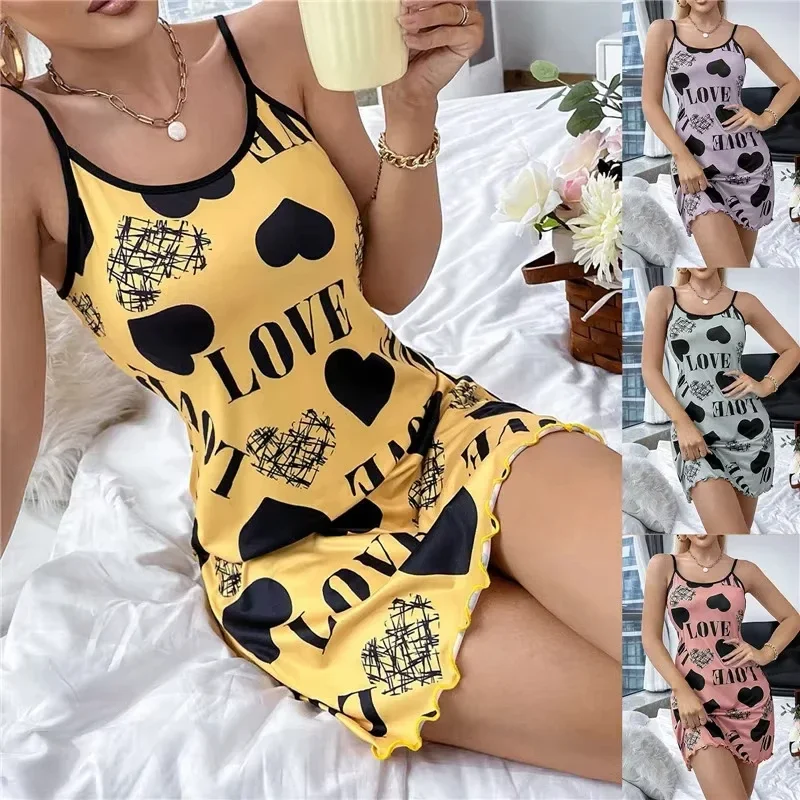 Summer New Women's Nightgown Beauty Back Thin Section Of Home Wear Sexy Halter Short Skirt Love Cartoon Cute Printing Pajamas
Summer New Women's Nightgown Beauty Back Thin Section Of Home Wear Sexy Halter Short Skirt Love Cartoon Cute Printing Pajamas
