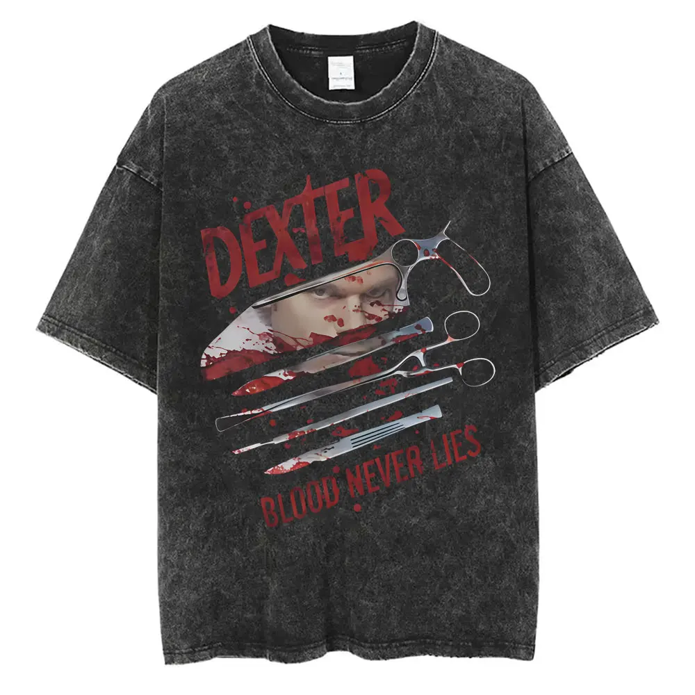 Limited TV Play Dexter Morgan Washed Vintage T-shirts Men Women Classic Retro Short Sleeve Tees Male Fashion Oversized T Shirts
Limited TV Play Dexter Morgan Washed Vintage T-shirts Men Women Classic Retro Short Sleeve Tees Male Fashion Oversized T Shirts