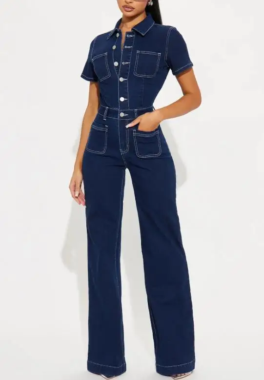 2026 Sexy Elegant New Fashion Casual Loose Elastic Bell Mouth Wash Short Sleeved Denim Jumpsuit Wide Leg Pants
2026 Sexy Elegant New Fashion Casual Loose Elastic Bell Mouth Wash Short Sleeved Denim Jumpsuit Wide Leg Pants