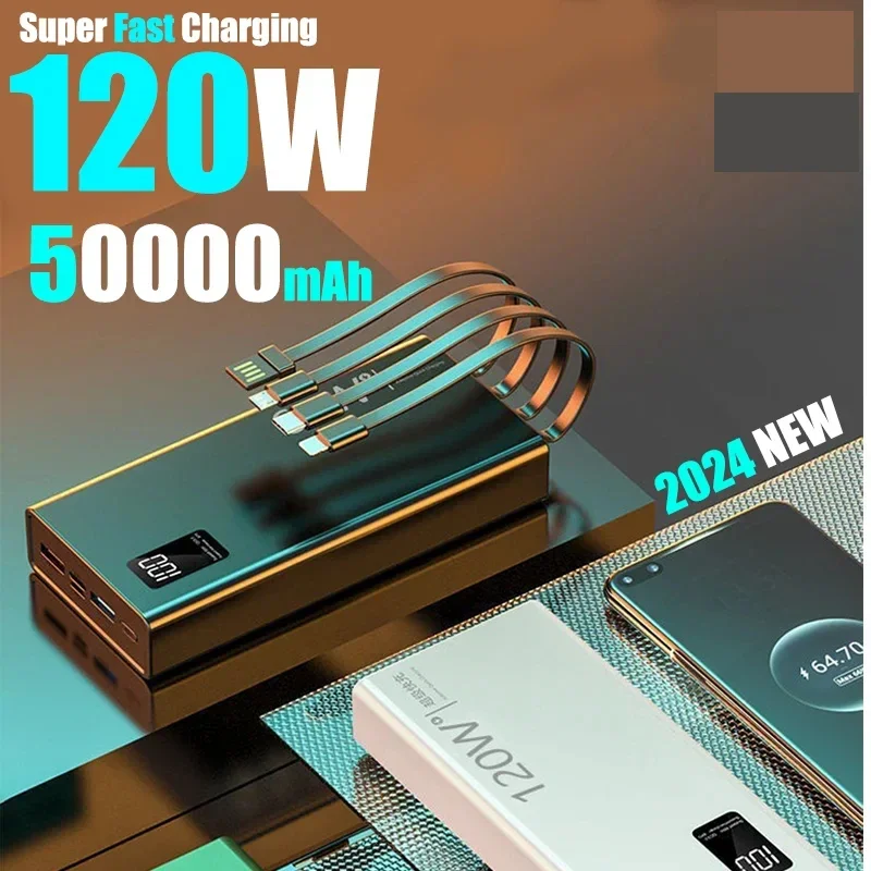 High Capacity Portable 120W Power Bank 50000mAh 4 in 1 Fast Charging Powerbank for IPhone Huawei Samsung Mobile Phone
High Capacity Portable 120W Power Bank 50000mAh 4 in 1 Fast Charging Powerbank for IPhone Huawei Samsung Mobile Phone
