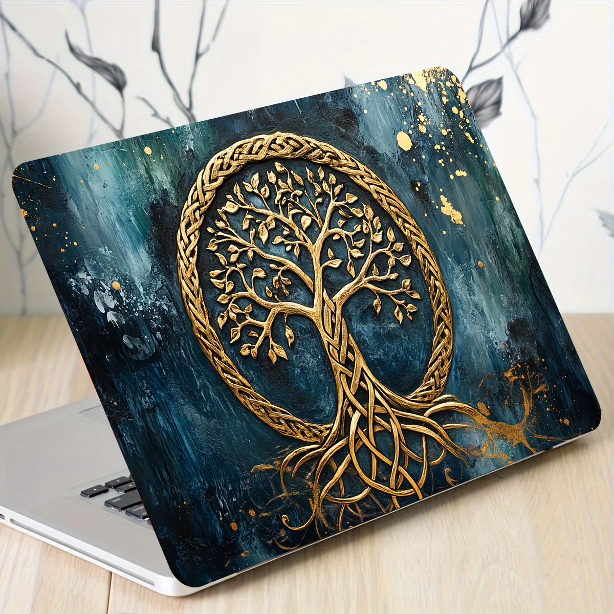 2-Pack Patterned Tree Pattern Laptop Sticker Case, Universal Netbook Light Beige Waterproof Scratch Resistant Film -