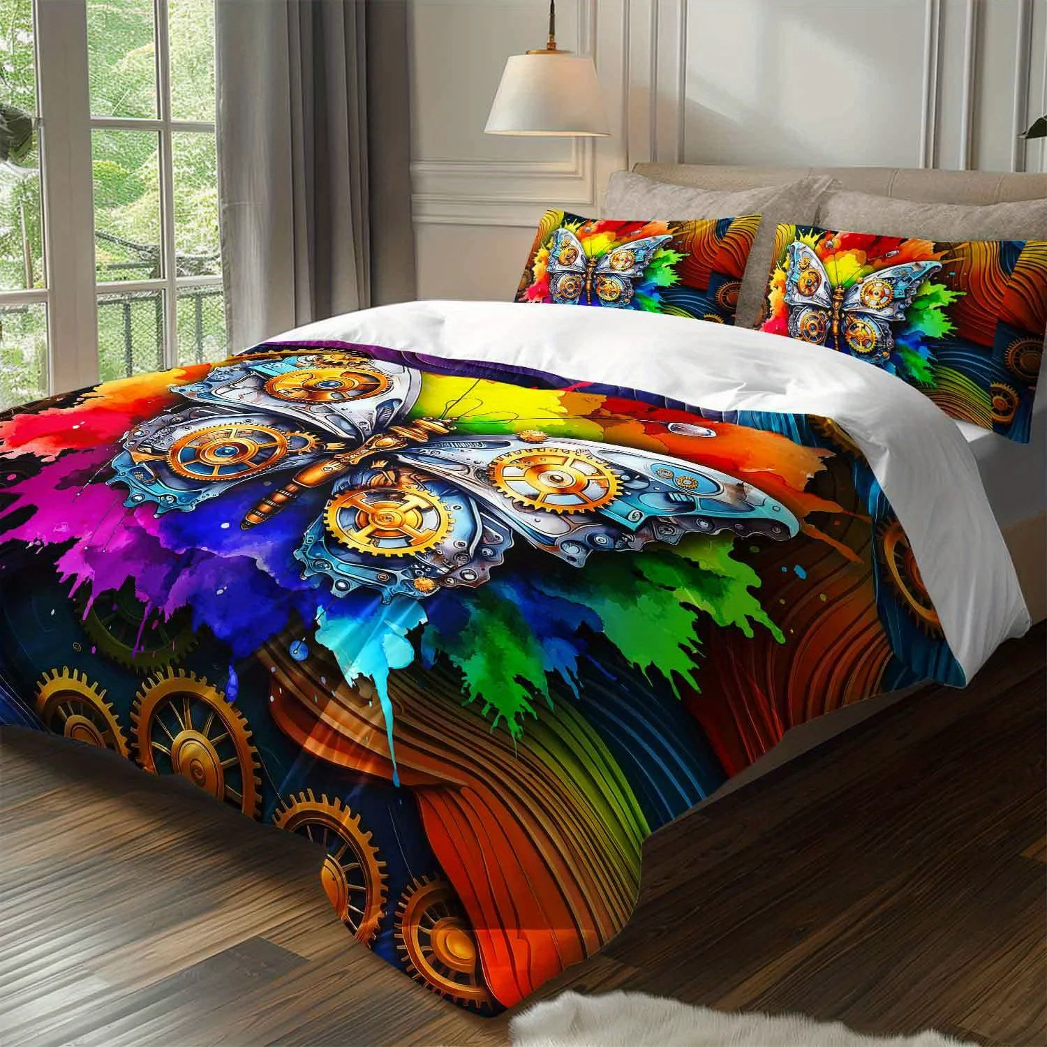 Комплект постельного белья в стиле стимпанк с радужной бабочкой, 3 шт., включая пододеяльник и два наволочки, с абстрактным дизайном
Комплект постельного белья в стиле стимпанк с радужной бабочкой, 3 шт., включая пододеяльник и два наволочки, с абстрактным дизайном