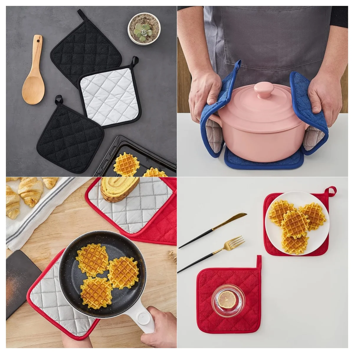 Kitchen Pot Holders Set Heat Resistant Pure Cotton Potholders Kit Trivets Large Coasters Hot Pads 4Pcs 17x17cm Terry Pot Holders
Kitchen Pot Holders Set Heat Resistant Pure Cotton Potholders Kit Trivets Large Coasters Hot Pads 4Pcs 17x17cm Terry Pot Holders