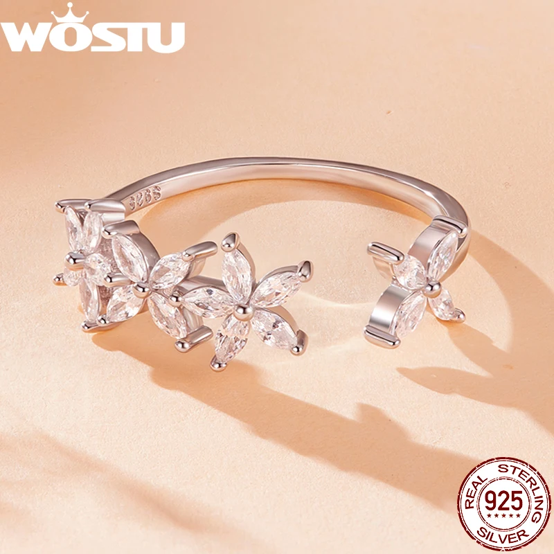 WOSTU 925 Sterling Silver Clear Zircon Mini Flower Opening Ring For Women , Lovely Cubic zirconia Engagement Rings Fine Jewelry
WOSTU 925 Sterling Silver Clear Zircon Mini Flower Opening Ring For Women , Lovely Cubic zirconia Engagement Rings Fine Jewelry