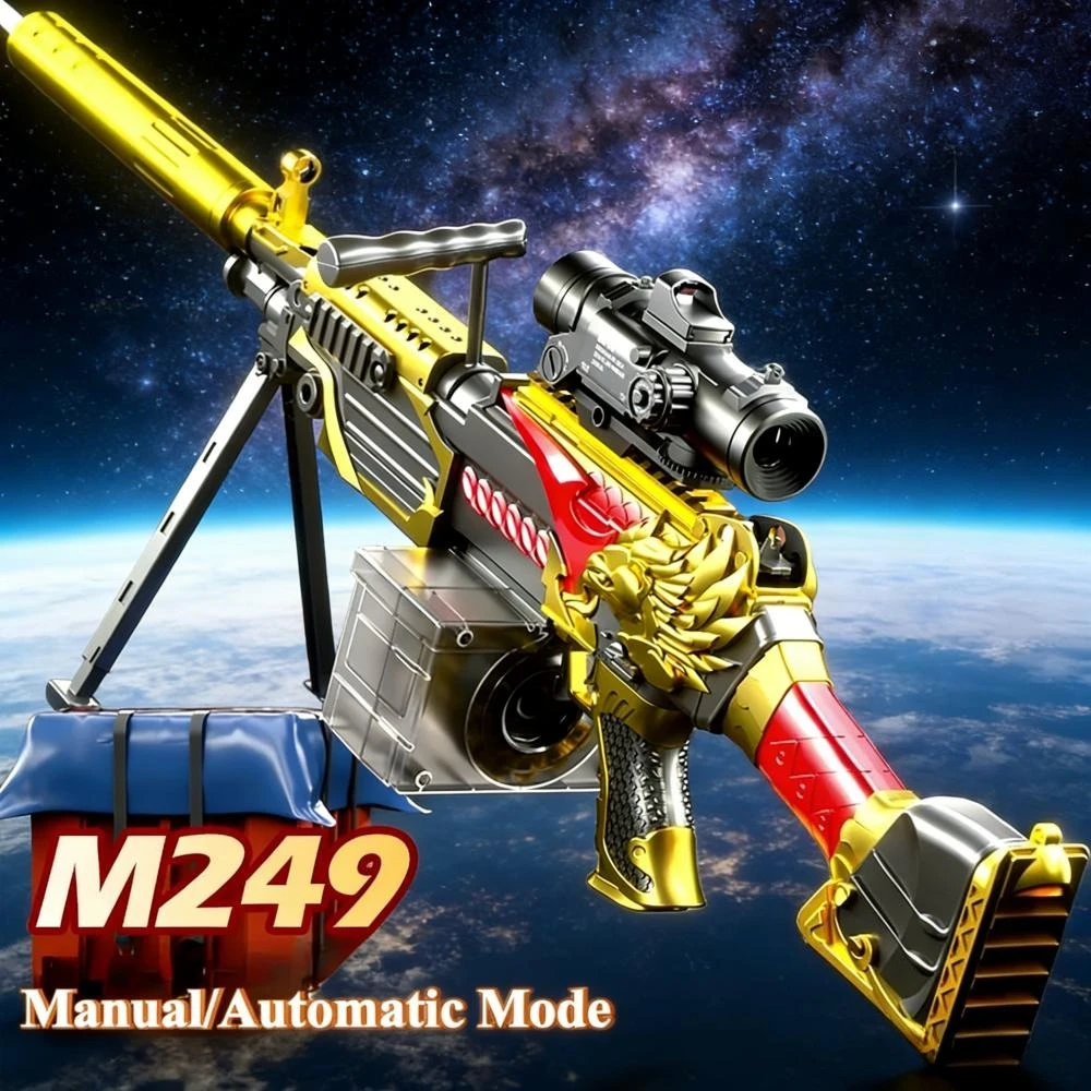 Игрушечный пистолет M249 с мягкими пулями и функцией выброса гильз, ручной и автоматический режимы, безопасная игрушка для командных стрелковых игр на открытом воздухе, летних развлечений
Игрушечный пистолет M249 с мягкими пулями и функцией выброса гильз, ручной и автоматический режимы, безопасная игрушка для командных стрелковых игр на открытом воздухе, летних развлечений