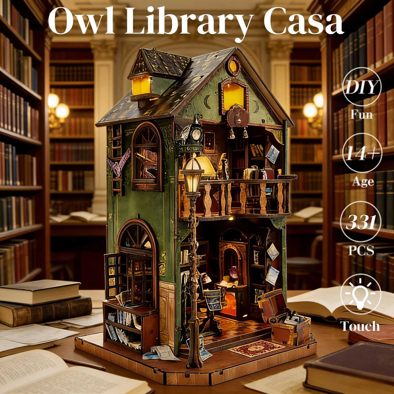 Owl Library Book Nook DIY Kit,3D Wooden Booknook Miniature House Kit,Magical Library Doll House Tiny Home Decor Gift for Adults
Owl Library Book Nook DIY Kit,3D Wooden Booknook Miniature House Kit,Magical Library Doll House Tiny Home Decor Gift for Adults