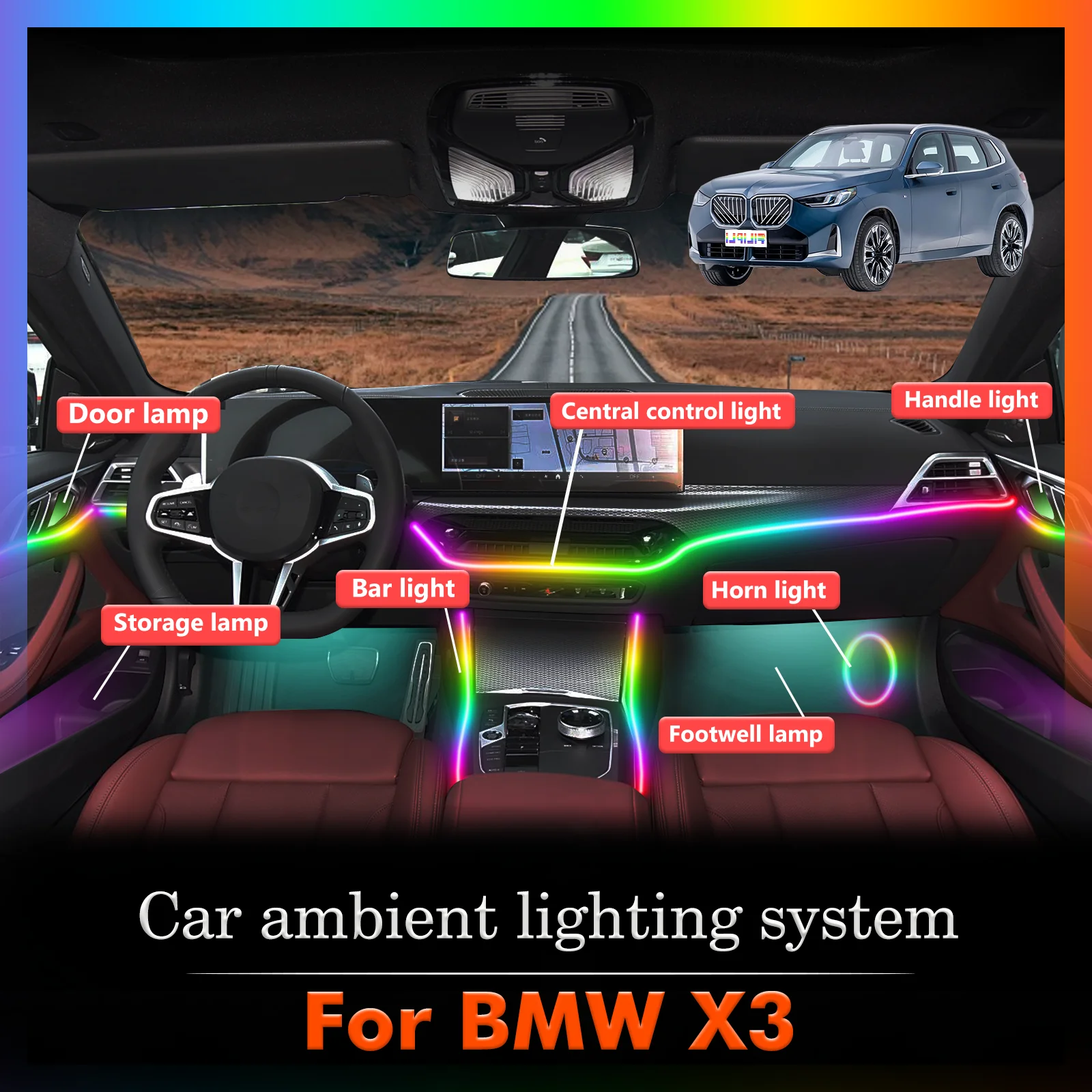 Для BMW X3 умный пульт дистанционного управления салона автомобиля окружающее освещение RGB 64 цвета светодиодный энергосберегающий эффективный комплект ламп
Для BMW X3 умный пульт дистанционного управления салона автомобиля окружающее освещение RGB 64 цвета светодиодный энергосберегающий эффективный комплект ламп