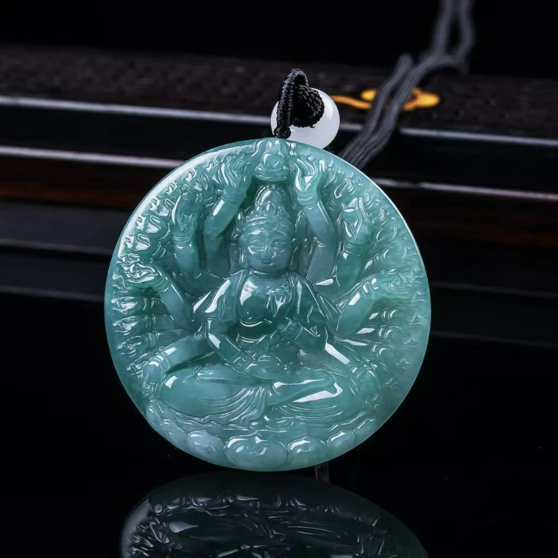 Natural Jadeite Blue Water Thousand-Hand Guanyin Necklace Pendant for Men and Women Couple Jewelry Amulet Accessories Gift
Natural Jadeite Blue Water Thousand-Hand Guanyin Necklace Pendant for Men and Women Couple Jewelry Amulet Accessories Gift