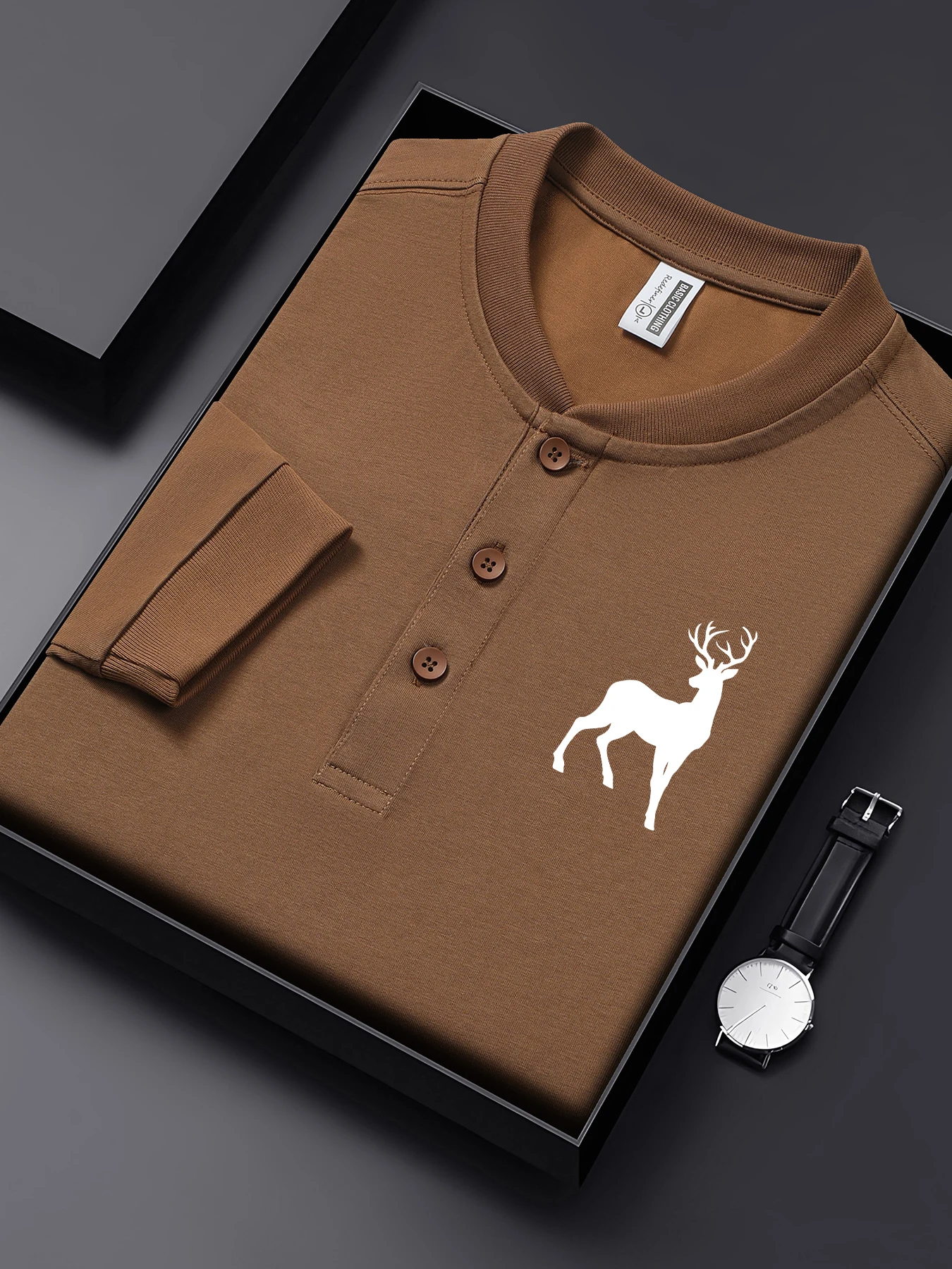 Deer Pattern Simple Print Men Henley Shirt Cotton Soft T Shirts All-Match Henry Neck Long Sleeve Business Autumn Streetwear
Deer Pattern Simple Print Men Henley Shirt Cotton Soft T Shirts All-Match Henry Neck Long Sleeve Business Autumn Streetwear