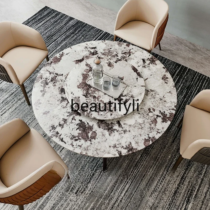 Round marble dining table Dining table Round table with turntable Modern simplicity
Round marble dining table Dining table Round table with turntable Modern simplicity