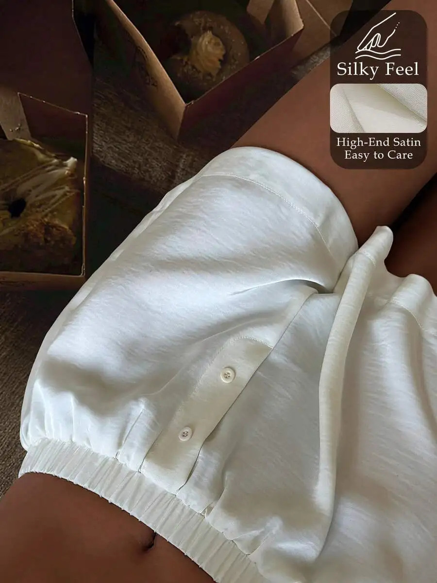 Women Solid Color Satin Sleep Shorts Comfortable Summer Loungewear
Women Solid Color Satin Sleep Shorts Comfortable Summer Loungewear
