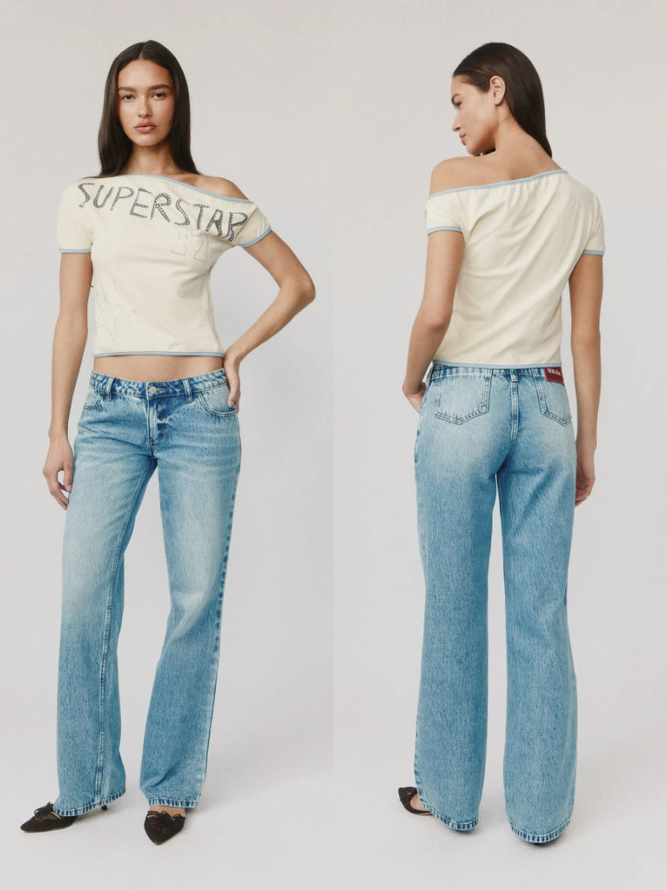 With J Women's Light Yellow Off-Shoulder Short T-Shirt No. 7 Digital Star Pattern Hot Diamond Design Contrasting Letter Print
With J Women's Light Yellow Off-Shoulder Short T-Shirt No. 7 Digital Star Pattern Hot Diamond Design Contrasting Letter Print