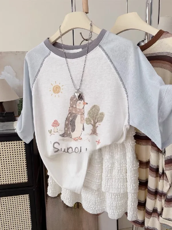 plus Size Women's T-Shirt Cartoon Penguin Print Loose Short Sleeve Shoulder Insert Design Comfortable Breathable Cotton Summe...
plus Size Women's T-Shirt Cartoon Penguin Print Loose Short Sleeve Shoulder Insert Design Comfortable Breathable Cotton Summe...