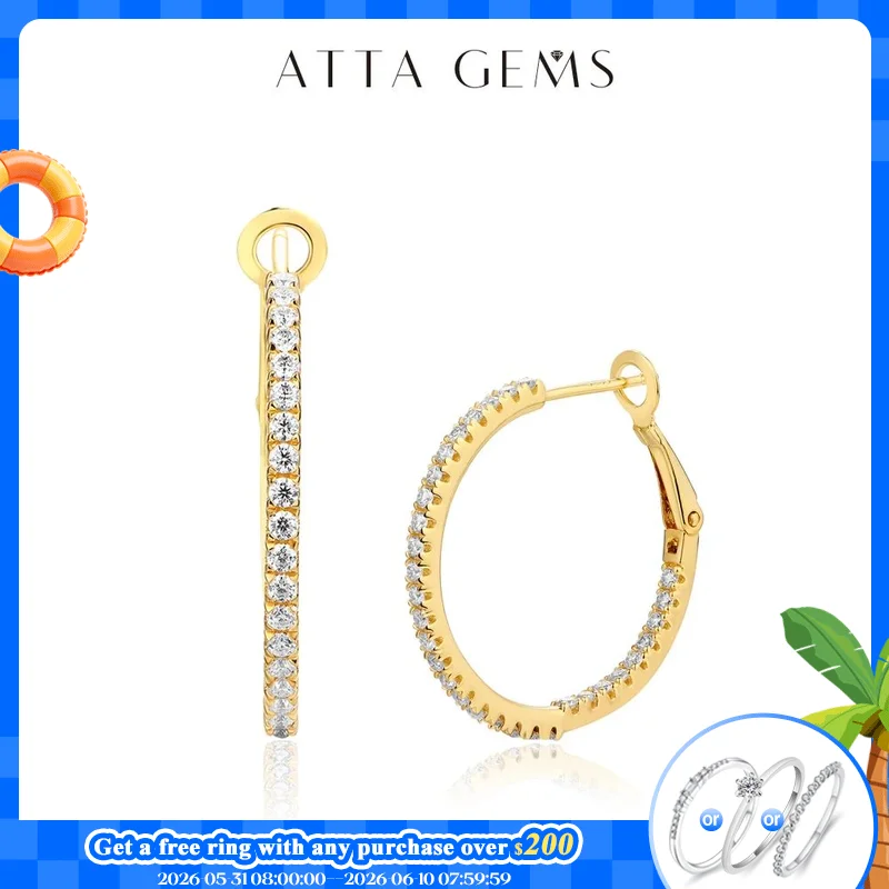 Attagems Moissanite Hoop Earrings for Women 1.5mm D Color 925 Sterling Silver Plated Yellow Diamond Earring Wedding Fine Jewelry
Attagems Moissanite Hoop Earrings for Women 1.5mm D Color 925 Sterling Silver Plated Yellow Diamond Earring Wedding Fine Jewelry