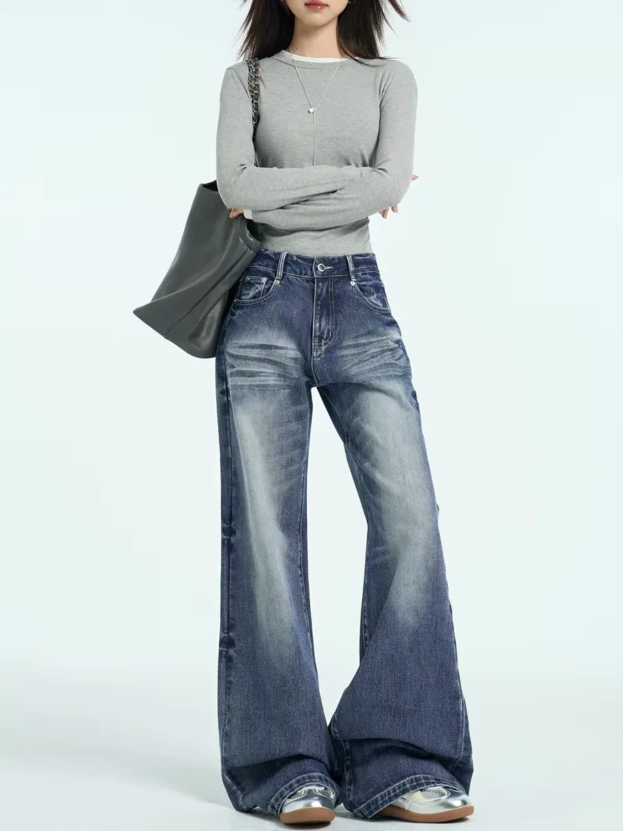 American Retro Bell Bottom Jeans Women Summer New Low Waist Spicy Lazy Floor Length Wide Leg Casual Pants Loose Fit Denim
American Retro Bell Bottom Jeans Women Summer New Low Waist Spicy Lazy Floor Length Wide Leg Casual Pants Loose Fit Denim