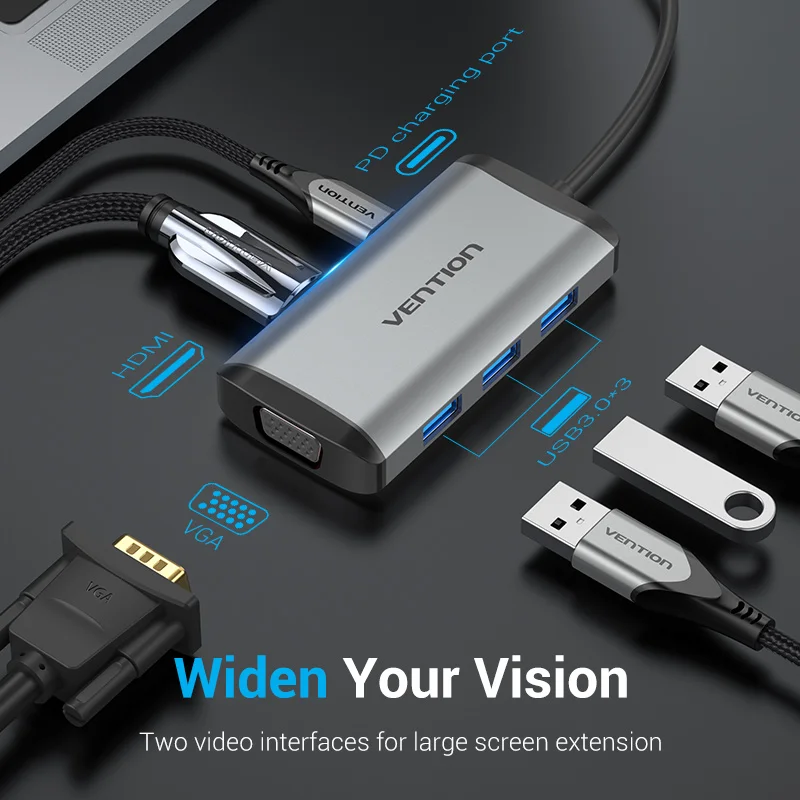 Док-станция для ноутбука Vention USB C Hub 6Ports HDMI 4K 30Hz VGA USB 3.0 адаптер PD100W для MacBook Pro Air Huawei Mate Computer
Док-станция для ноутбука Vention USB C Hub 6Ports HDMI 4K 30Hz VGA USB 3.0 адаптер PD100W для MacBook Pro Air Huawei Mate Computer