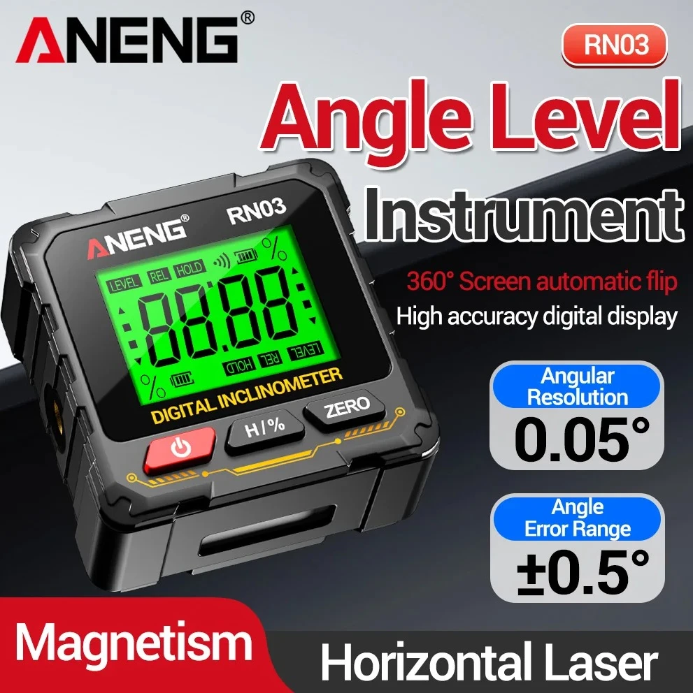 ANENG RN03 Digital Laser Angle Gauge 4-side Magnets Charging Inclinometer Mini Electronic Finder Measurement Instrument Tools
ANENG RN03 Digital Laser Angle Gauge 4-side Magnets Charging Inclinometer Mini Electronic Finder Measurement Instrument Tools