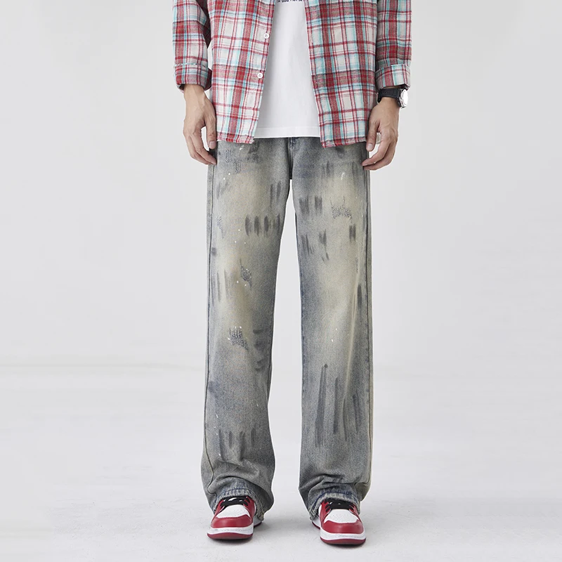 American Style Streetwear Men's Straight-Leg Loose-Fit Distressed Jeans Long Pants European And American High Street Vibe
American Style Streetwear Men's Straight-Leg Loose-Fit Distressed Jeans Long Pants European And American High Street Vibe