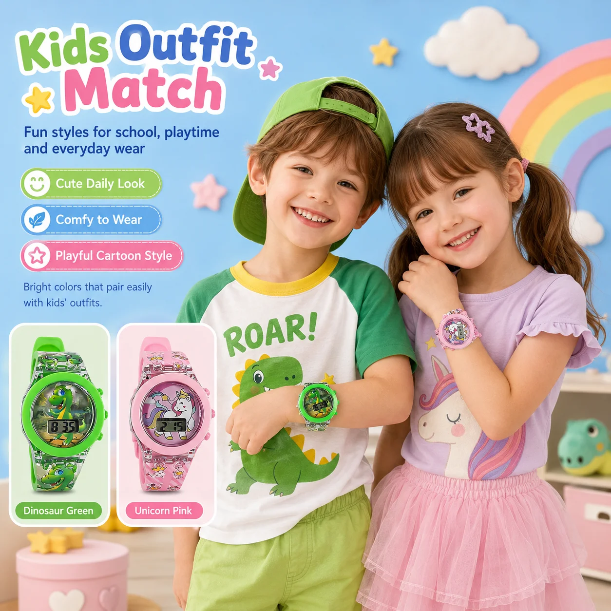 Light-up Electronic Watch for Kids, Cartoon Dinosaur & Unicorn Design for Boys and Girls, LED Digital Display
Light-up Electronic Watch for Kids, Cartoon Dinosaur & Unicorn Design for Boys and Girls, LED Digital Display