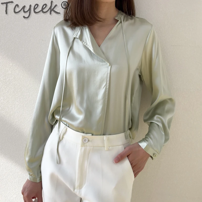 Tcyeek 100% Mulberry Silk Tops for Women Spring Summer Clothes Long Sleeve Blouse 2024 Elegant Female Blouses Solid Color Shirts
Tcyeek 100% Mulberry Silk Tops for Women Spring Summer Clothes Long Sleeve Blouse 2024 Elegant Female Blouses Solid Color Shirts