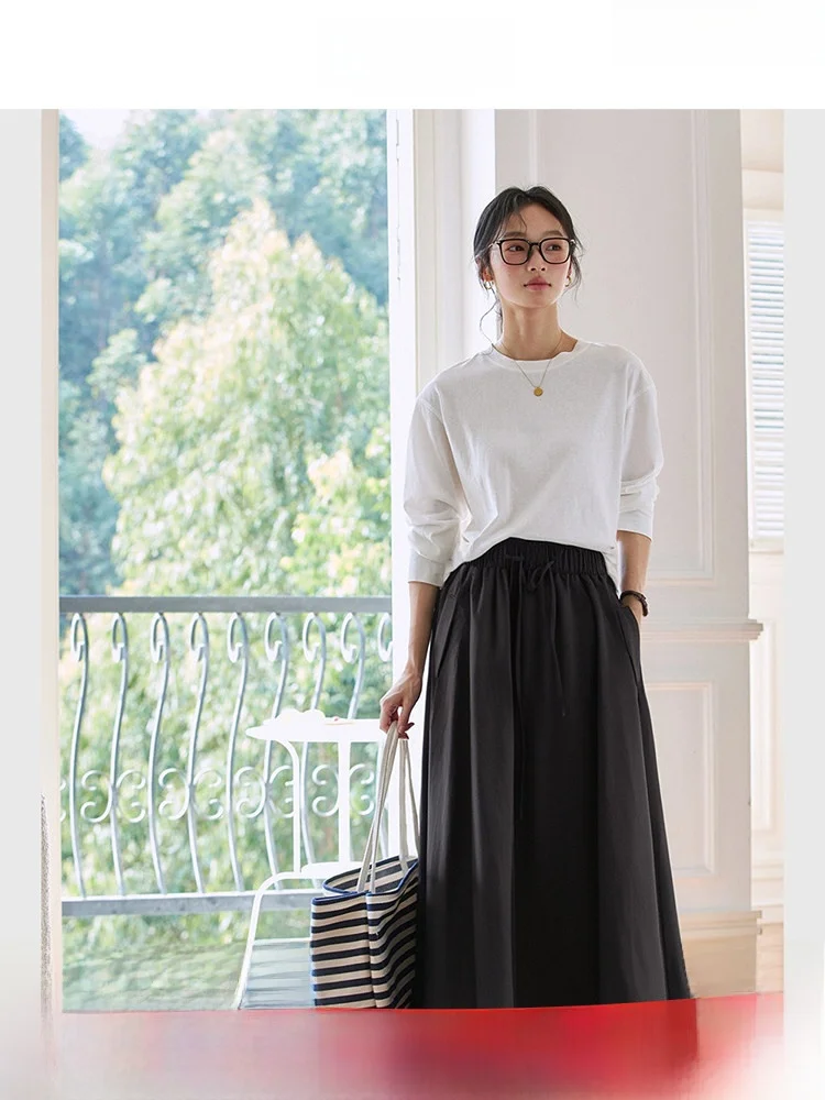Simple A-Line Skirt Women's Black Elastic Waist Spring 2026 Slimming Long Skirt Commute Style Cotton Daily Wear
Simple A-Line Skirt Women's Black Elastic Waist Spring 2026 Slimming Long Skirt Commute Style Cotton Daily Wear