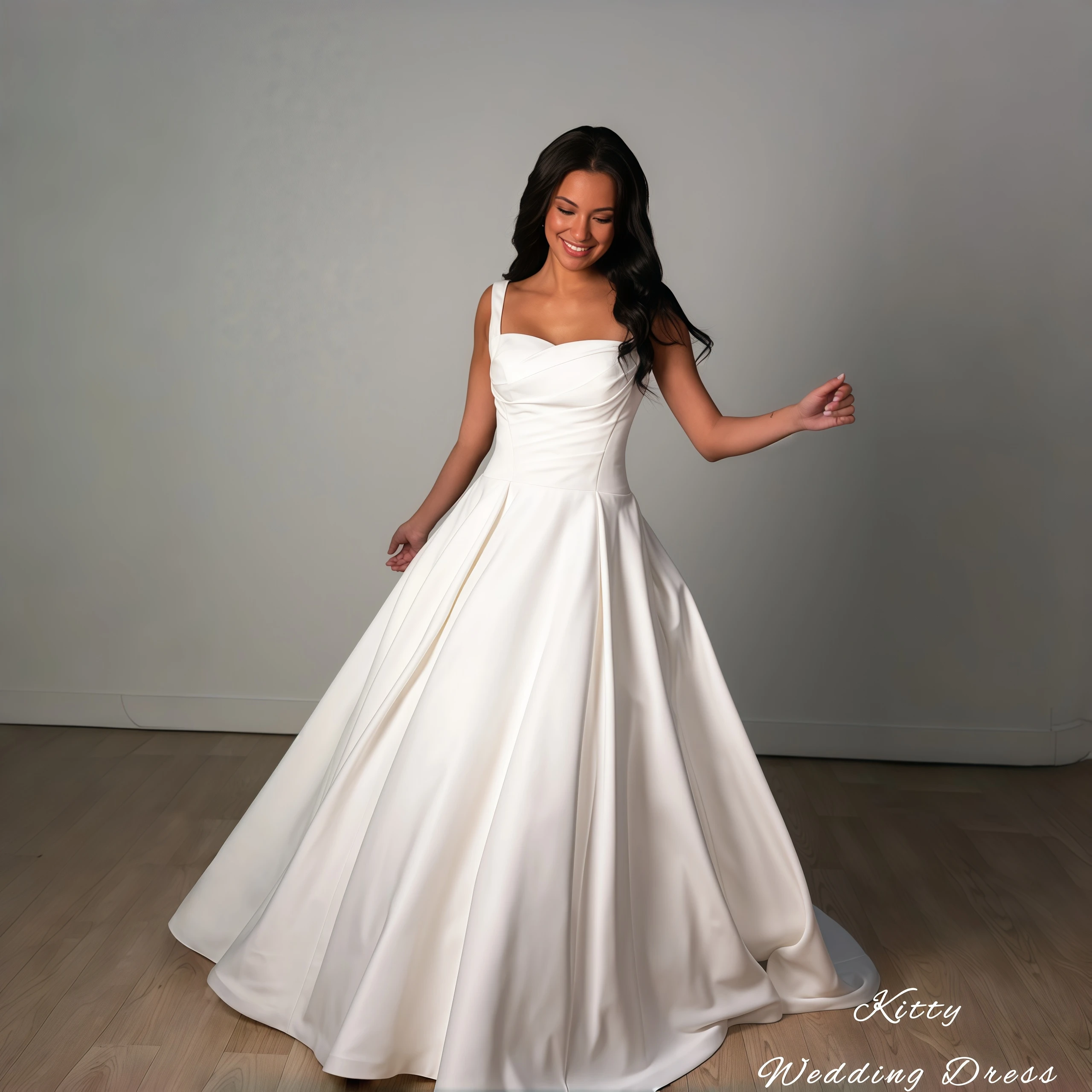 Kitty Customized Elegant Wedding Dress Square Neck Sleeveless Backless Spaghetti Straps Satin Corset A-Line Train Bridal Gowns
Kitty Customized Elegant Wedding Dress Square Neck Sleeveless Backless Spaghetti Straps Satin Corset A-Line Train Bridal Gowns