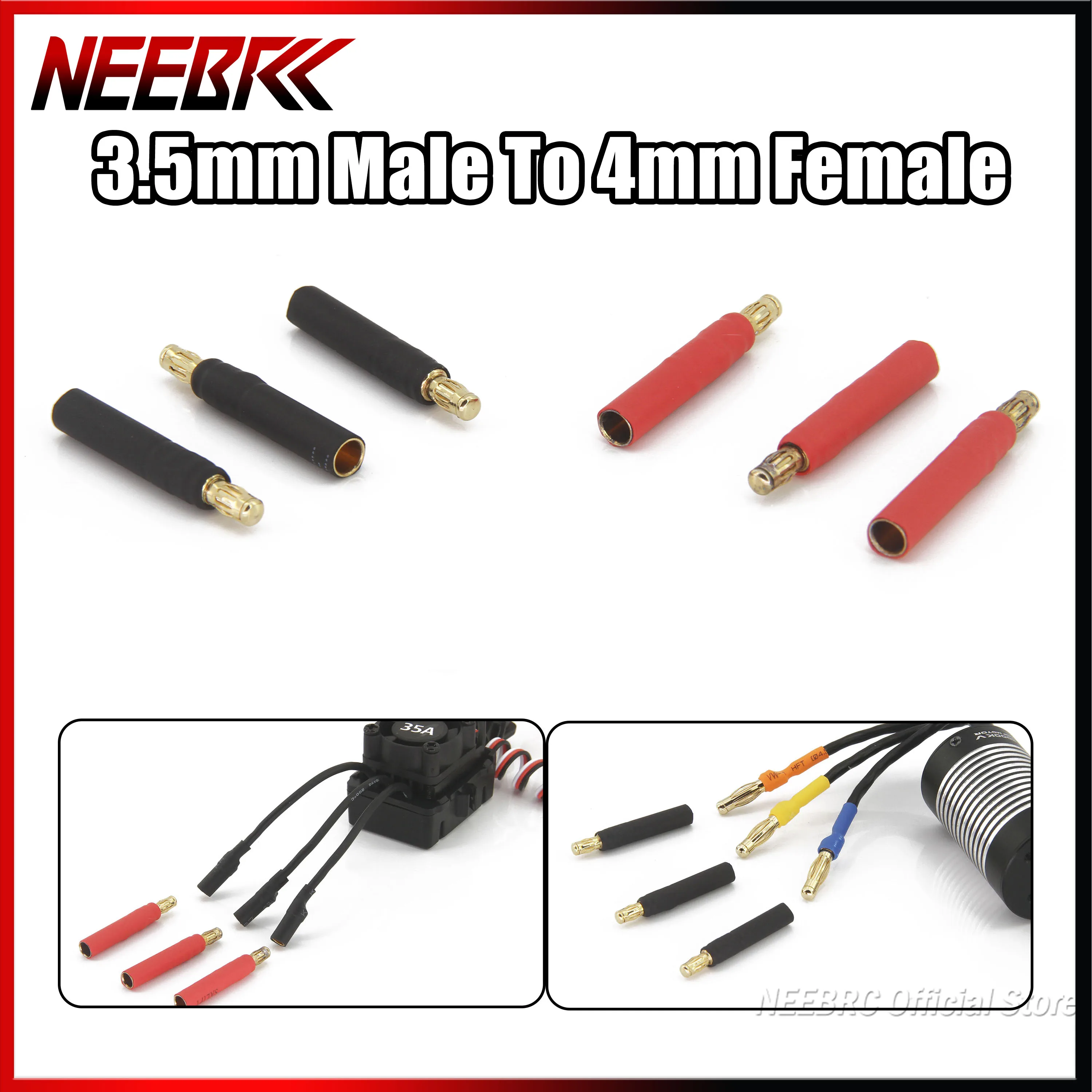 Motor Banana Bullet Connector 3.5mm Male To 4mm Female ESC Plug Solderless Stackable Adapter for RC Car Boat FPV Upgrade Part
Motor Banana Bullet Connector 3.5mm Male To 4mm Female ESC Plug Solderless Stackable Adapter for RC Car Boat FPV Upgrade Part