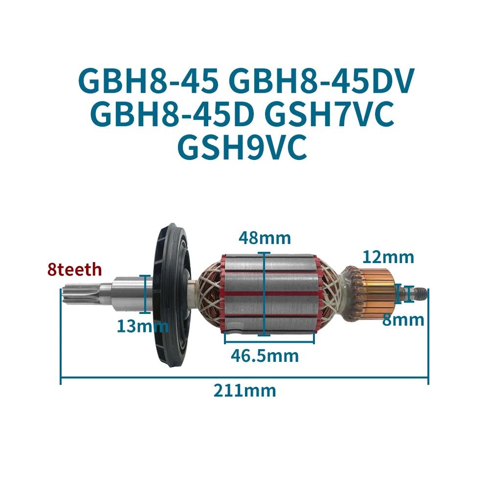 AC220-240V Armature for Bosch GBH8-45 GBH8-45DV GBH8-45D GSH7VC GSH9VC Rotor Anchor Picks Accessories Replacements
AC220-240V Armature for Bosch GBH8-45 GBH8-45DV GBH8-45D GSH7VC GSH9VC Rotor Anchor Picks Accessories Replacements