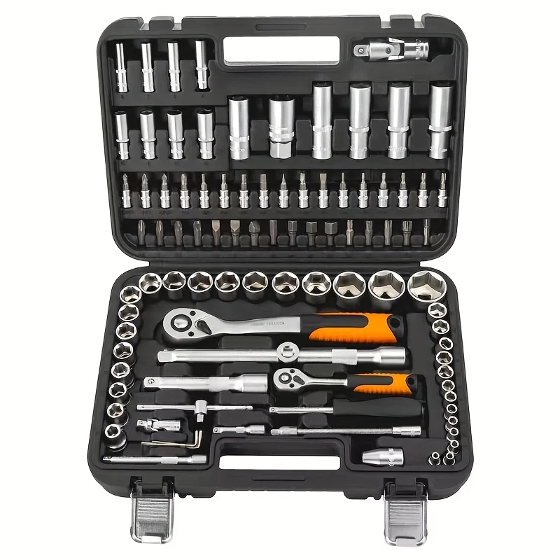 94-piece automotive repair tool set - small flywheel ratchet socket combination universal repair toolbox for automobiles
94-piece automotive repair tool set - small flywheel ratchet socket combination universal repair toolbox for automobiles