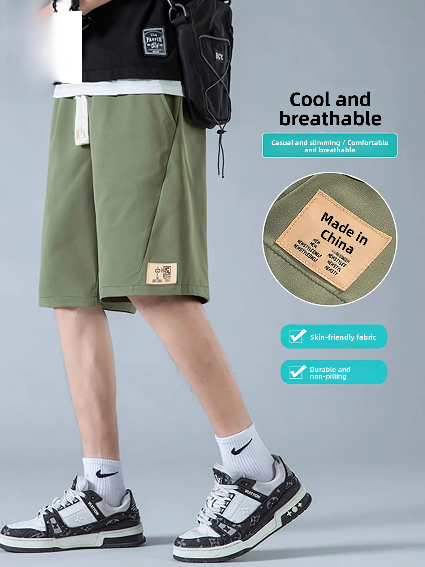 Мужские повседневные быстросохнущие шорты Nainilu с эффектом ледяной прохлады, летние модные свободные прямые брюки длиной до колена из полиэфирного волокна
Мужские повседневные быстросохнущие шорты Nainilu с эффектом ледяной прохлады, летние модные свободные прямые брюки длиной до колена из полиэфирного волокна