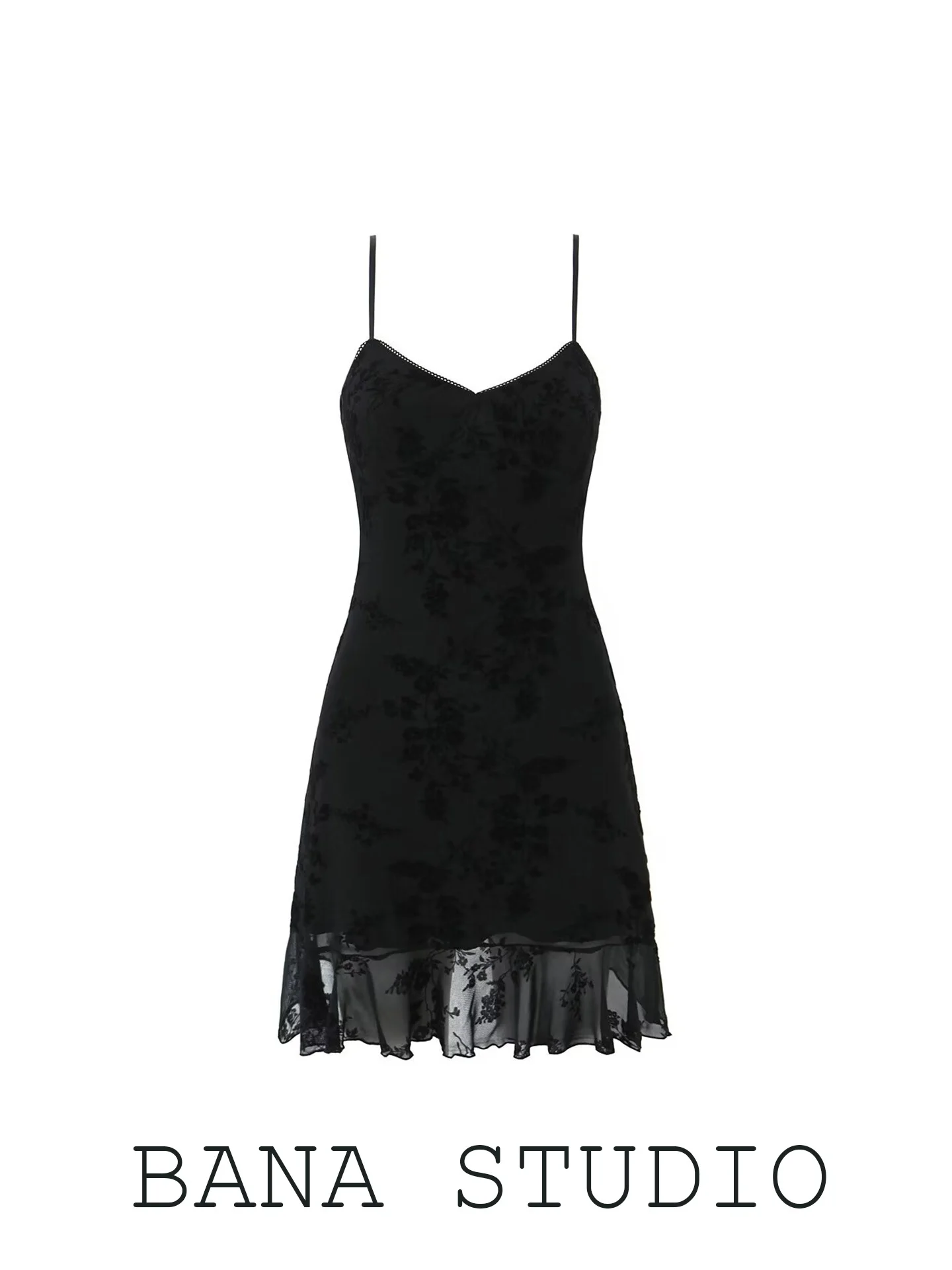 BANA Black Flocked Strap Dress Women's Summer New Style French Style round Neckline X Version Thin Material No Sleeve
BANA Black Flocked Strap Dress Women's Summer New Style French Style round Neckline X Version Thin Material No Sleeve