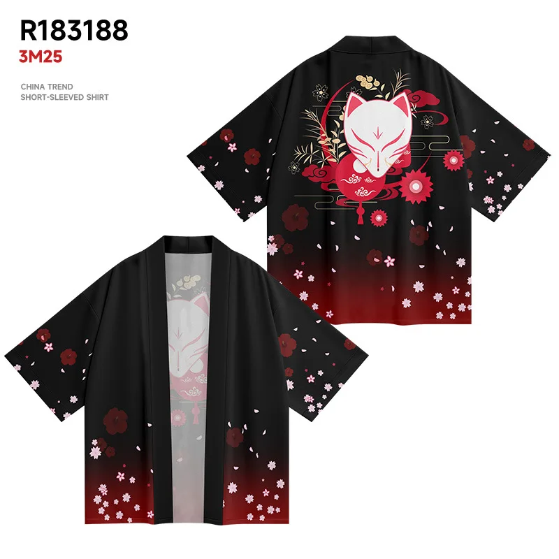 Harajuku Floral Fox Mask Print Cardigan Haori Cosplay Kimono Japanese Traditional Clothes Shirt Women Men Yukata
Harajuku Floral Fox Mask Print Cardigan Haori Cosplay Kimono Japanese Traditional Clothes Shirt Women Men Yukata