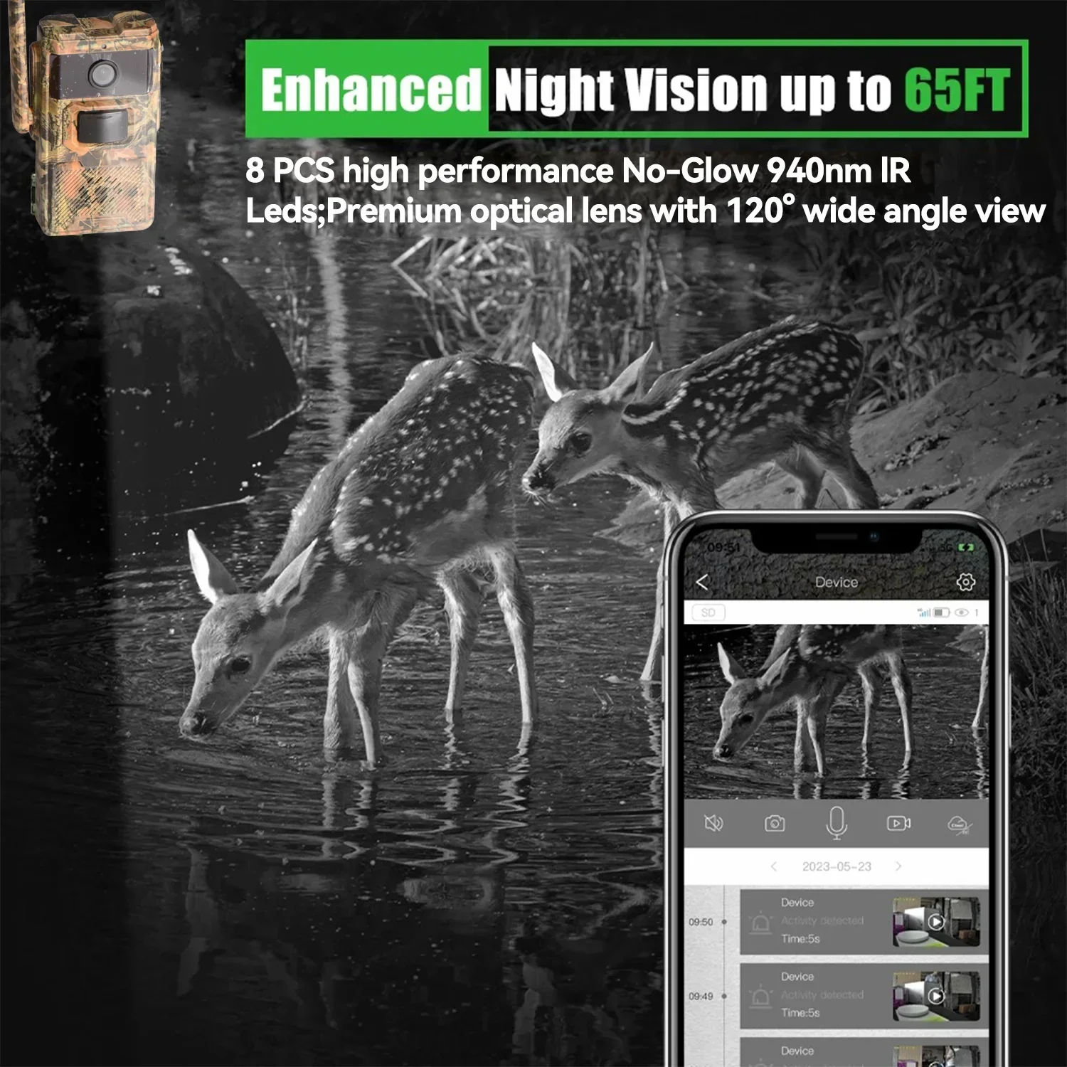 EU 4G LTE Cellular 2K Battery Solar PIR Motion Activated Wildlife Hunting Trail Camera Outdoor Waterproof Night Vision Ucon APP
EU 4G LTE Cellular 2K Battery Solar PIR Motion Activated Wildlife Hunting Trail Camera Outdoor Waterproof Night Vision Ucon APP