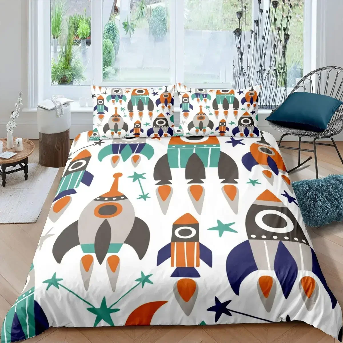 Rocket Spaceship Comfortable Duvet Quilt Cover Pillowcase Bedding Set Children Bedroom Decoration Home Textile
Rocket Spaceship Comfortable Duvet Quilt Cover Pillowcase Bedding Set Children Bedroom Decoration Home Textile