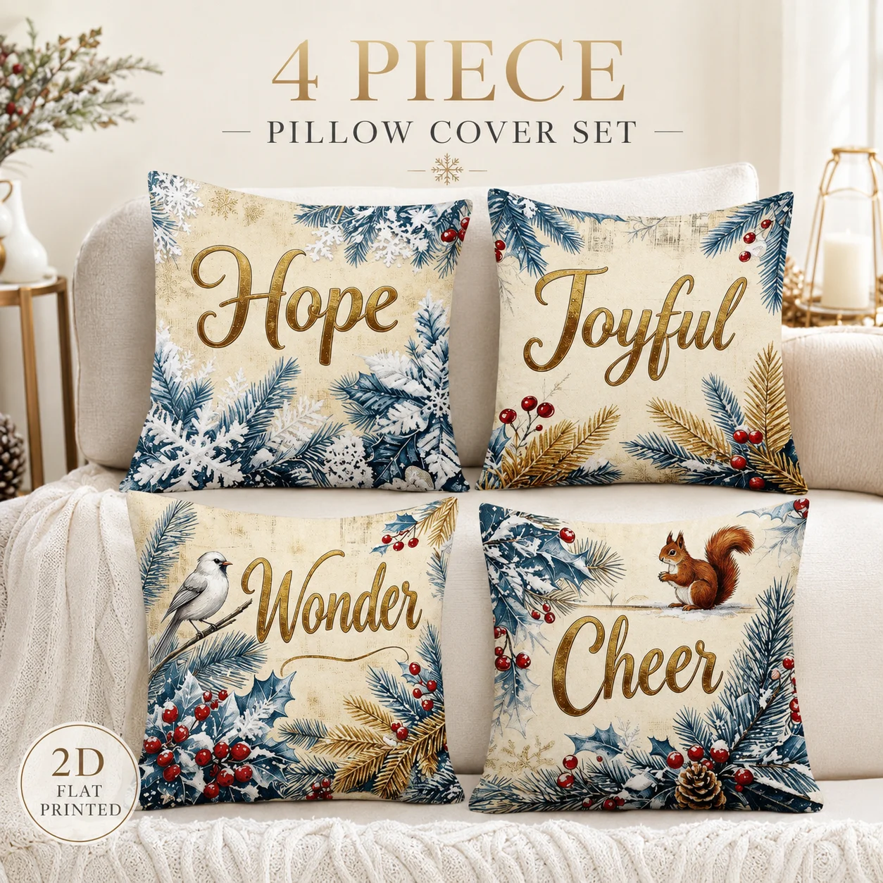 Set Of 4 Winter Holiday Cushion Covers 2D Flat Printed Peach Skin Coussin Room Decor Pillowcases For Bedroom Sofa Decor
Set Of 4 Winter Holiday Cushion Covers 2D Flat Printed Peach Skin Coussin Room Decor Pillowcases For Bedroom Sofa Decor
