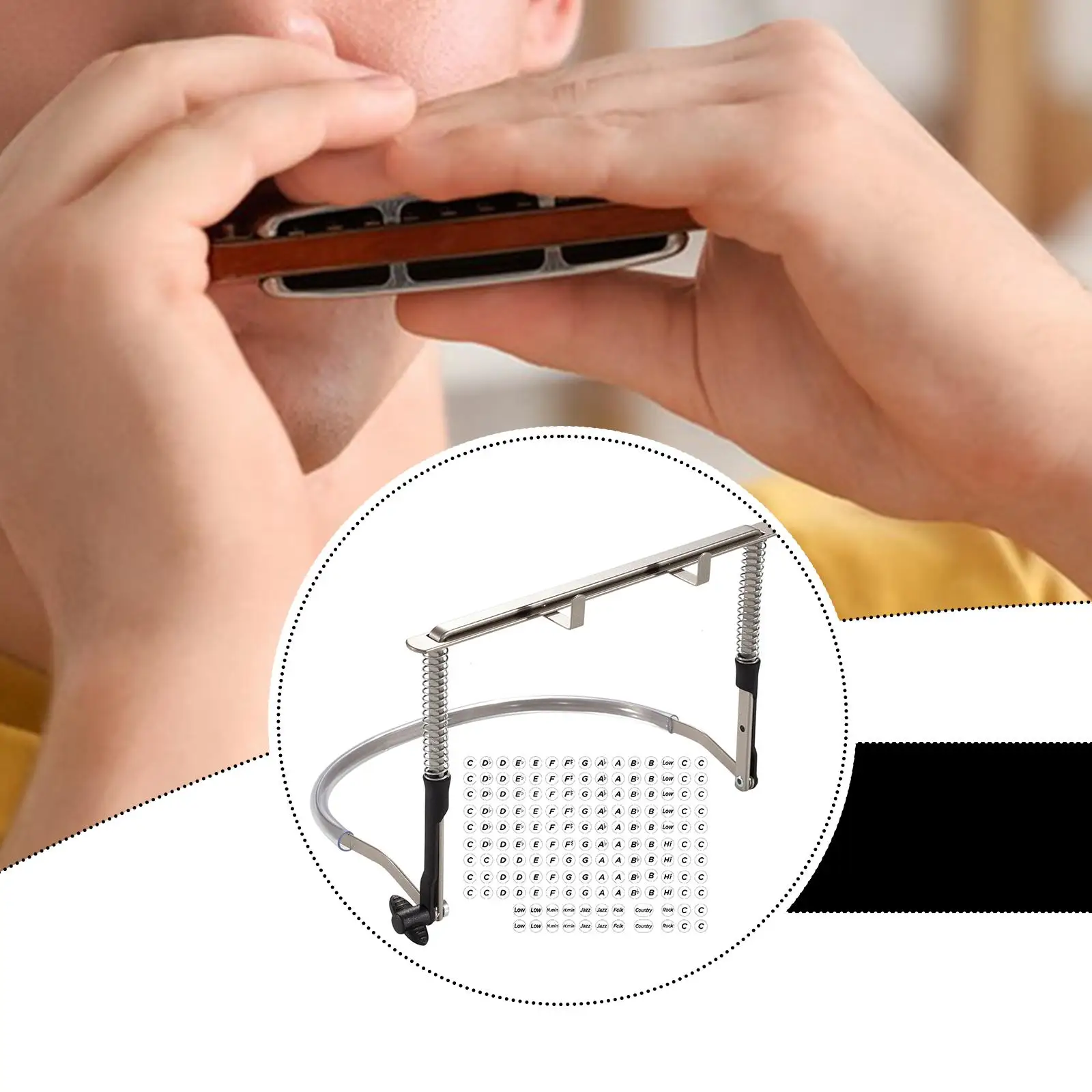 Spring Adjustment Harmonica Holder Neck Rack Metal Accessory for 24 Holes Harmonica Use
Spring Adjustment Harmonica Holder Neck Rack Metal Accessory for 24 Holes Harmonica Use