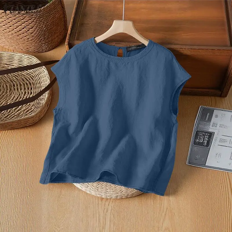 ZANZEA Women's Summer Cap Sleeves Blouses 100% Cotton O-Neck Solid Color Pullover Tops for Woman Casual Loose Blusas de Mujer
ZANZEA Women's Summer Cap Sleeves Blouses 100% Cotton O-Neck Solid Color Pullover Tops for Woman Casual Loose Blusas de Mujer