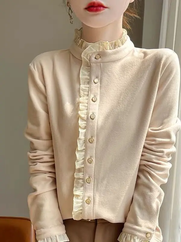 Осень 2023, женский роскошный смысловый воротник с рюшами и отделкой irt Thiened, бархатный топ на основе, модный утягивающий длинный свек
Осень 2023, женский роскошный смысловый воротник с рюшами и отделкой irt Thiened, бархатный топ на основе, модный утягивающий длинный свек