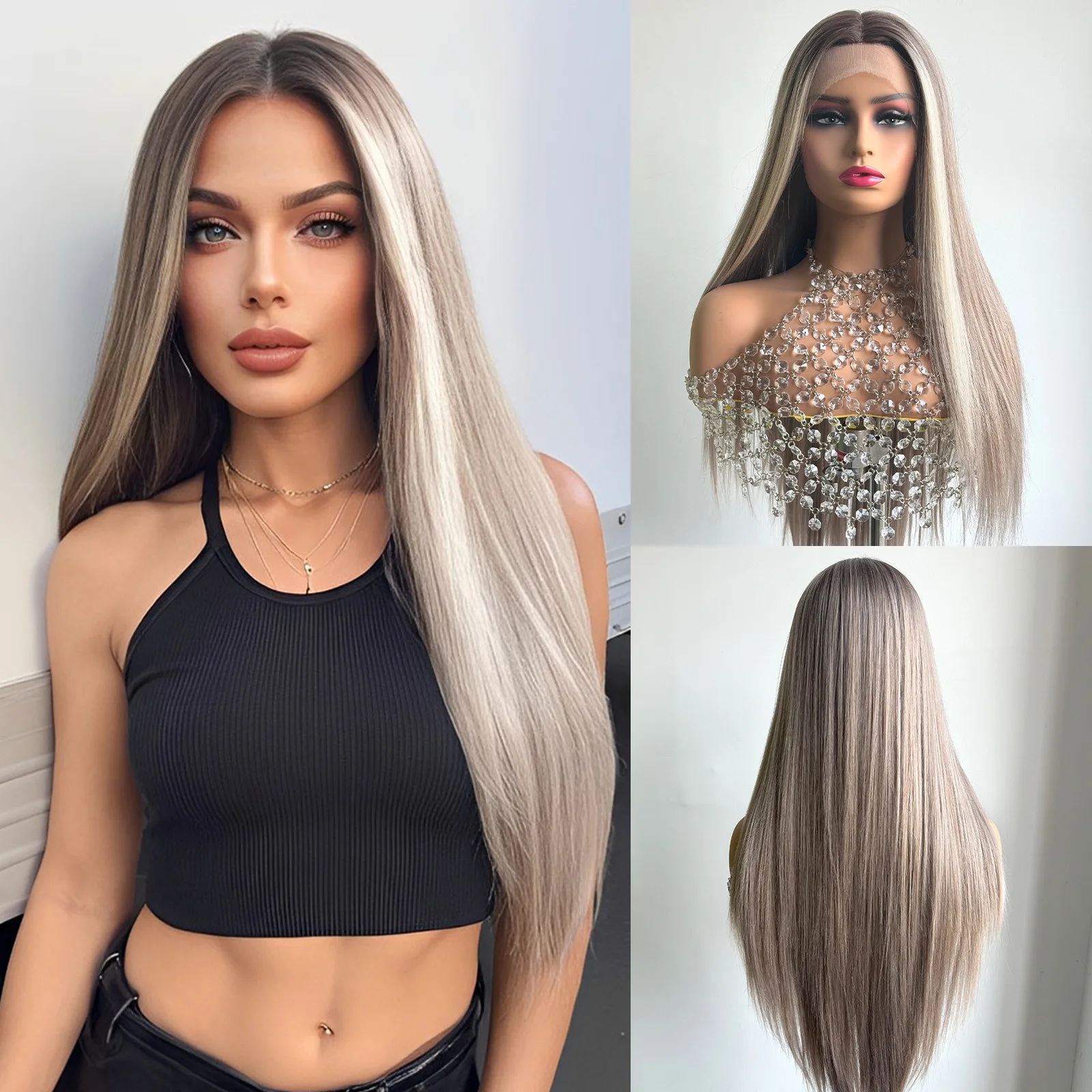 DWY Длинные прямые платиновые блондинки синтетические кружевные парики для женщин 13*6 Кружевные фронтальные парики с темными корнями Натуральный парик шнурка
DWY Длинные прямые платиновые блондинки синтетические кружевные парики для женщин 13*6 Кружевные фронтальные парики с темными корнями Натуральный парик шнурка