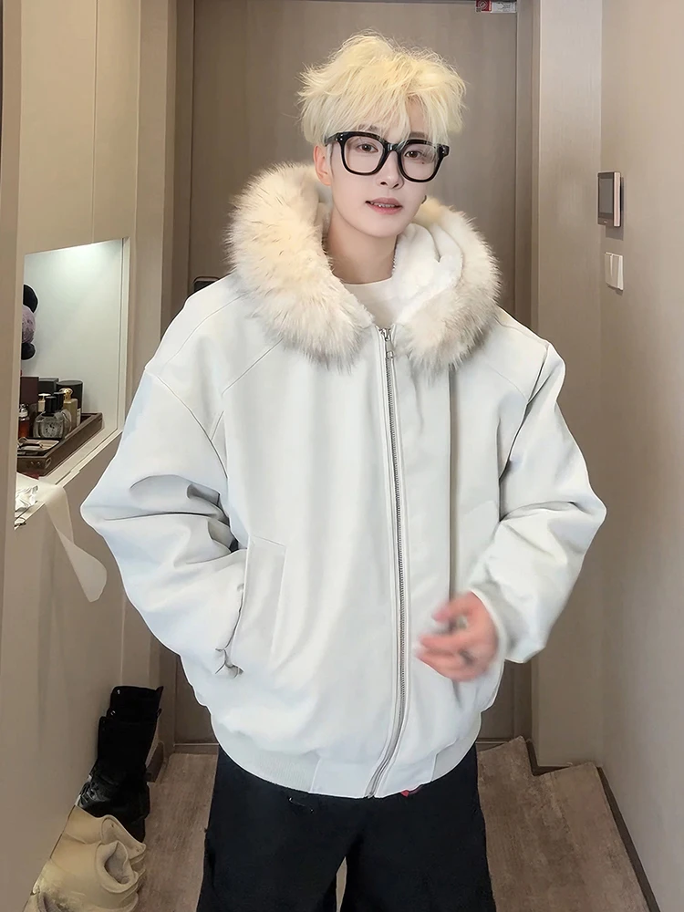 Thiened Plu Hooded Cotton Jaet Men's Winter Warm Anti-Cold PU Leather Coat Youth Casual Long Sve Cleanfit Sle
Thiened Plu Hooded Cotton Jaet Men's Winter Warm Anti-Cold PU Leather Coat Youth Casual Long Sve Cleanfit Sle