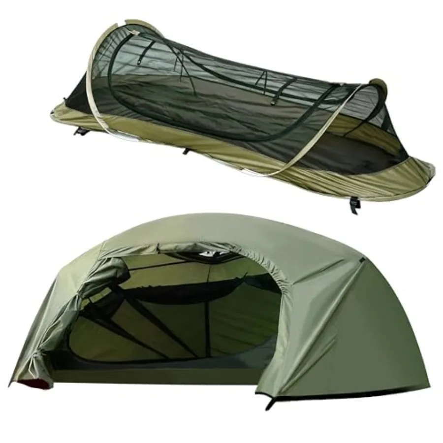 Camping bivy tent: ultralight 1-person pop-up shelter, ripstop nylon, olive green, waterproof mosquito-proof for backpacking/hi
Camping bivy tent: ultralight 1-person pop-up shelter, ripstop nylon, olive green, waterproof mosquito-proof for backpacking/hi