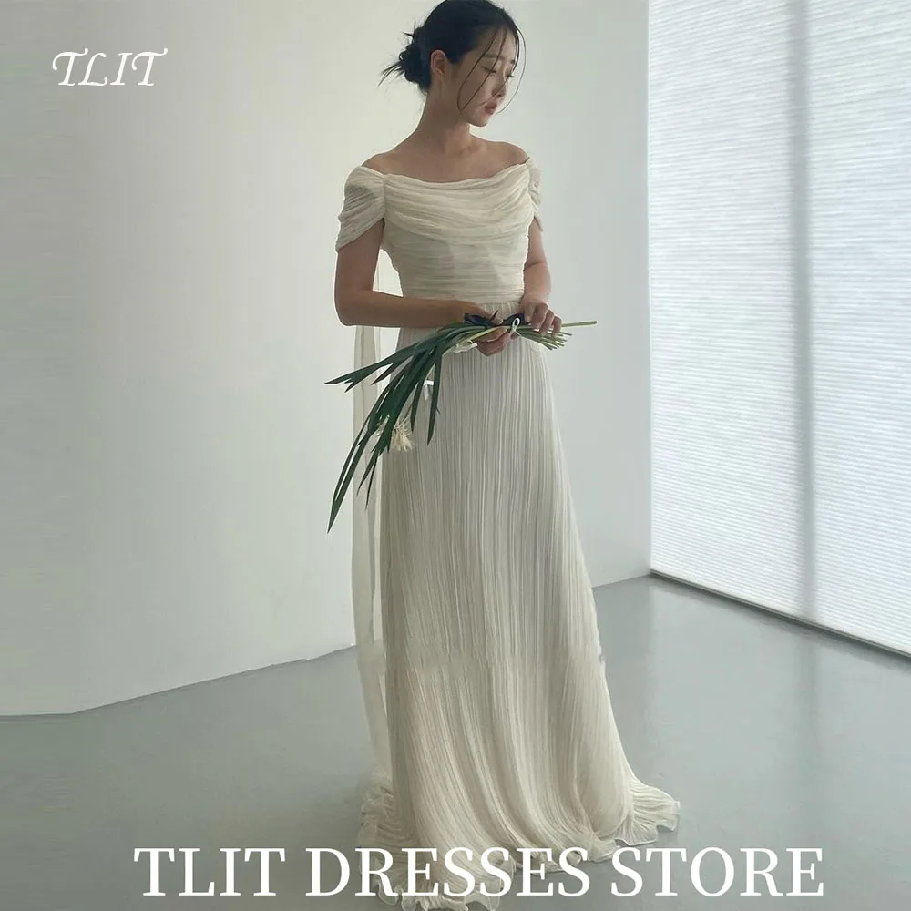 TLIT Simple Ivory Chiffon Prom Gows Backless Off the Shoulder Wedding Dress 웨딩드레스 Chiffon Ruched Custom Made Pretty Bride Gowns
TLIT Simple Ivory Chiffon Prom Gows Backless Off the Shoulder Wedding Dress 웨딩드레스 Chiffon Ruched Custom Made Pretty Bride Gowns