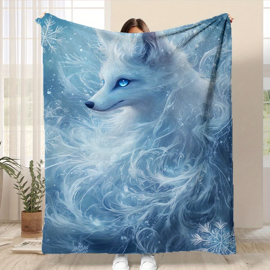 1pc White fox print blanket, polyester fabric, machine washable, suitable for bedroom and living room decoration
1pc White fox print blanket, polyester fabric, machine washable, suitable for bedroom and living room decoration