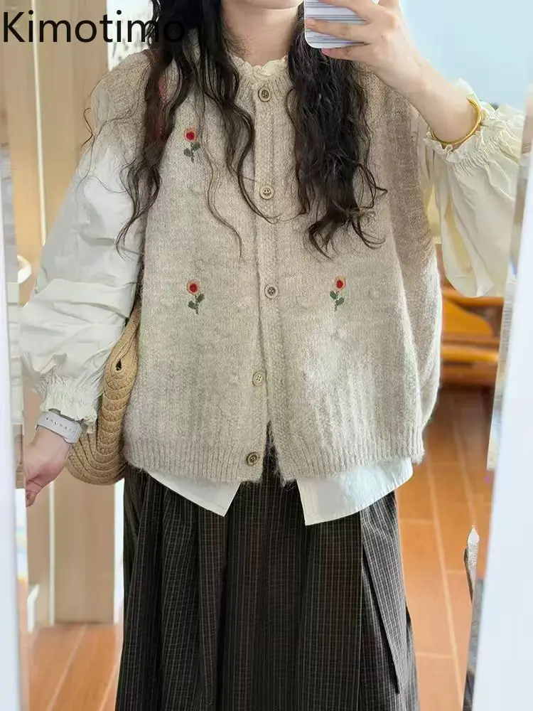 Y2k вязаный жилет с цветочной вышивкой, женский осенне-зимний кардиган без рукавов с круглым вырезом, милый жилет, свитер
Y2k вязаный жилет с цветочной вышивкой, женский осенне-зимний кардиган без рукавов с круглым вырезом, милый жилет, свитер
