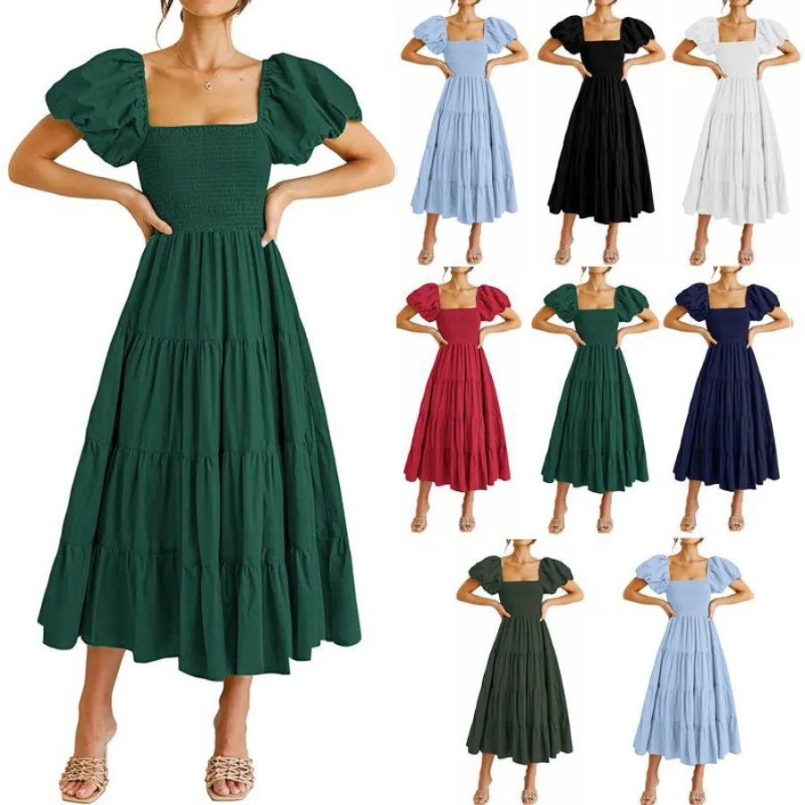 【New style】2026 women's clothing hit square neck backless bubble sleeves pleated short-sleeved dress
【New style】2026 women's clothing hit square neck backless bubble sleeves pleated short-sleeved dress